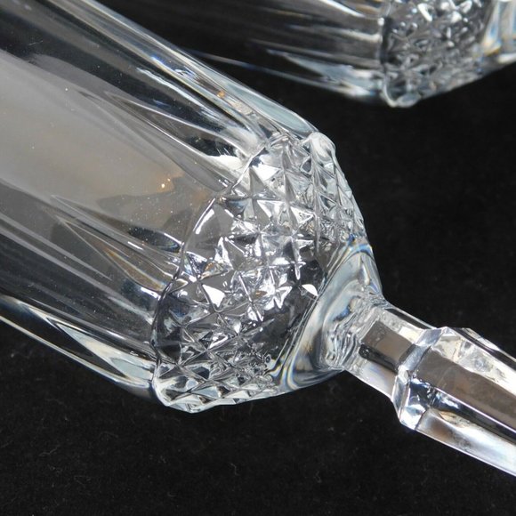Set of 2 Cut Crystal Champagne Flutes 8.5 in tall Hexagonal Stem Brilliant Cut - Picture 3 of 9